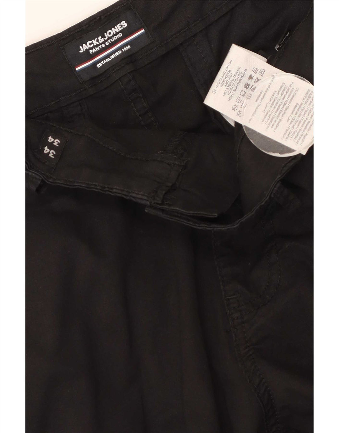 Мужские брюки-карго Jack & Jones W34 L34, черные, хлопковые