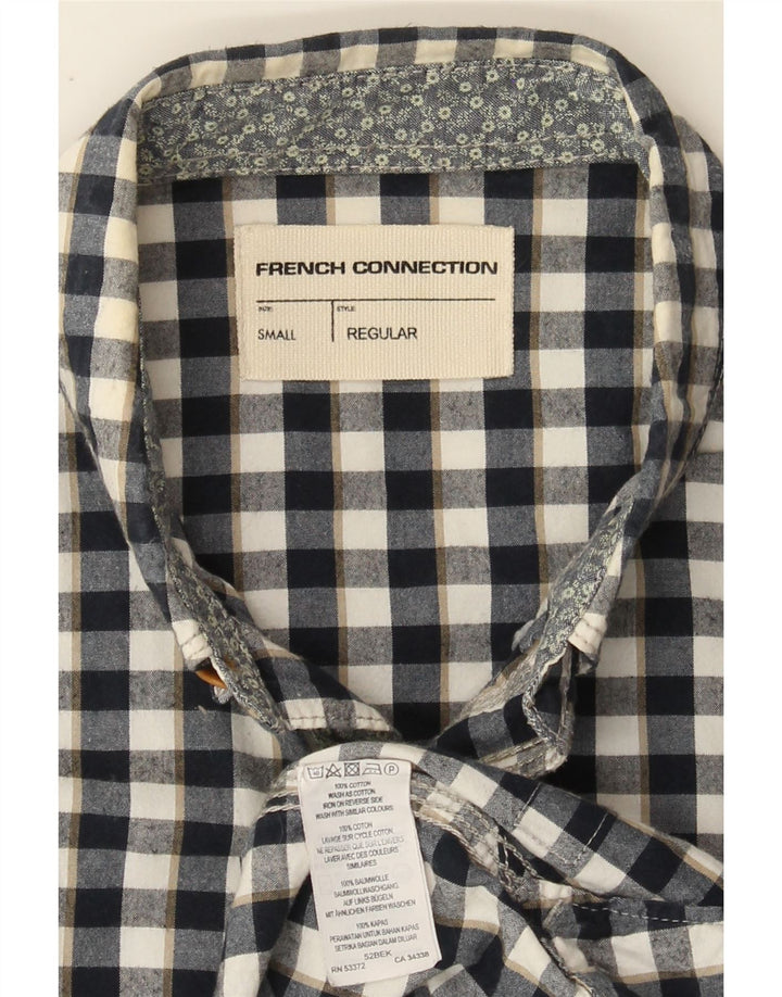 FRENCH CONNECTION Mens Regular Fit Flannel Shirt Small Navy Blue Check Vintage French Connection and Second-Hand French Connection from Messina Hembry 