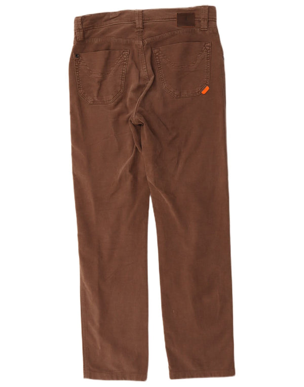 Jeckerson Womens James Straight Casual Trousers W32 L29 Brown Cotton