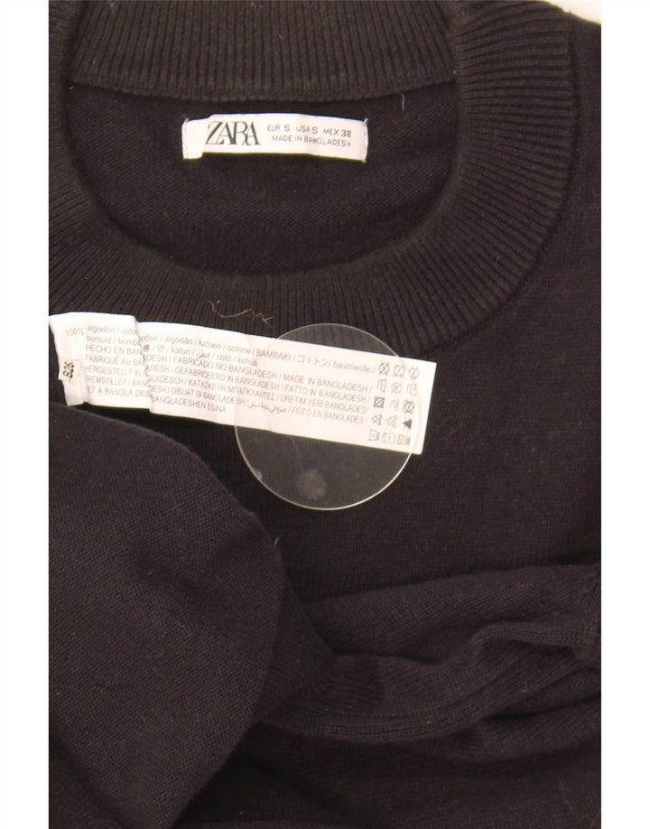 Мужской джемпер с круглым вырезом Zara, маленький черный хлопковый свитер