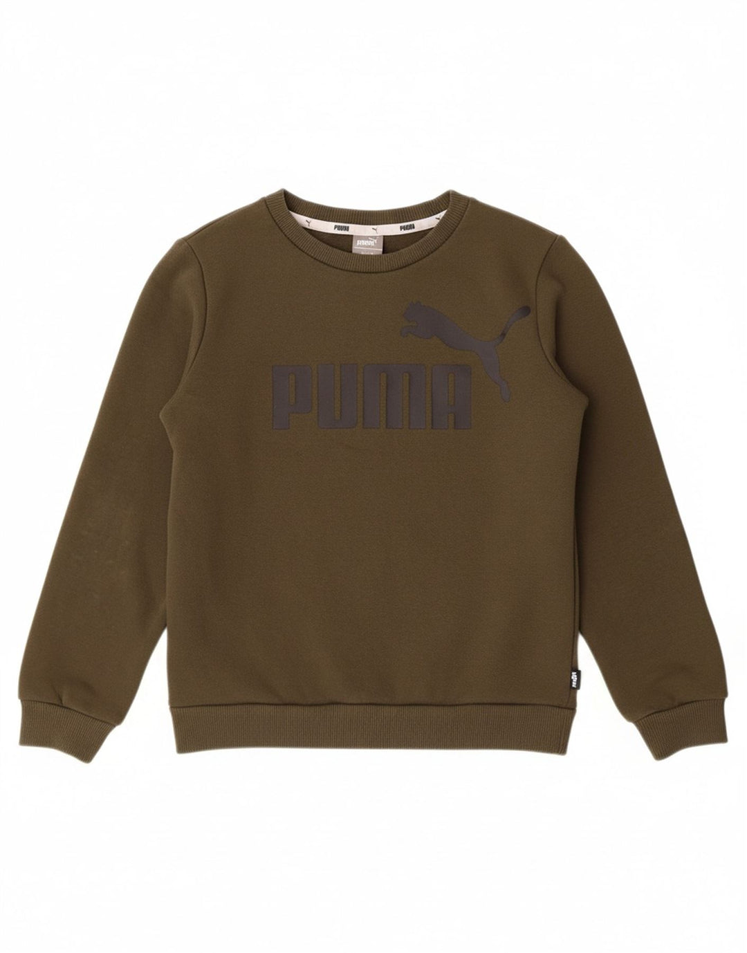 PUMA Boys Graphic Sweatshirt Jumper 9-10 Years Khaki Cotton