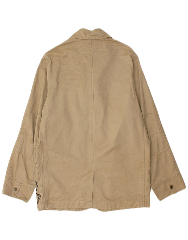 Мужская куртка Quiksilver с графическим рисунком UK 40, большая, бежевая, хлопок