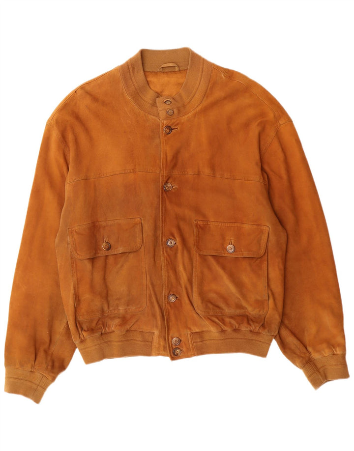 Мужской замшевый бомбер VINTAGE UK 42 XL коричневый кожаный