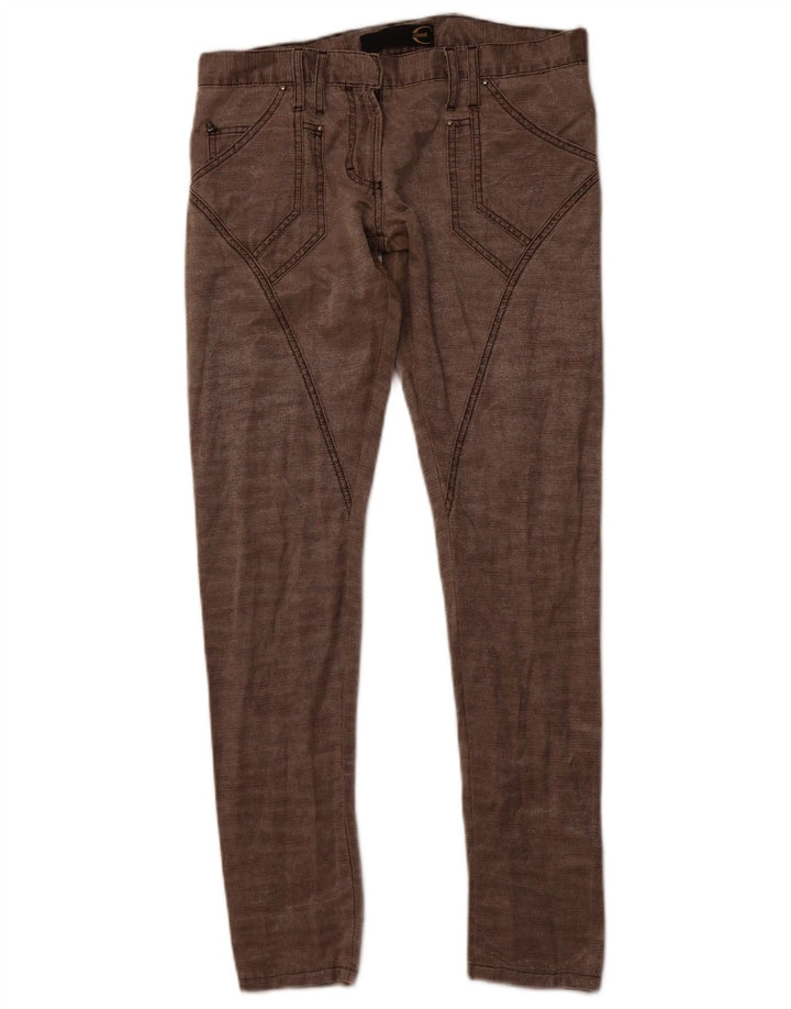 JUST CAVALLI Женские узкие повседневные брюки IT 40 Small W30 L30 Коричневые хлопковые