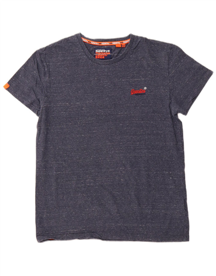 SUPERDRY Мужская футболка из хлопка среднего размера, темно-синего цвета с крапинками
