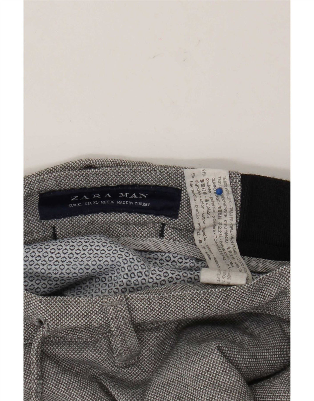 Мужские узкие укороченные брюки Zara XL W34 L26, серые, полиэстер