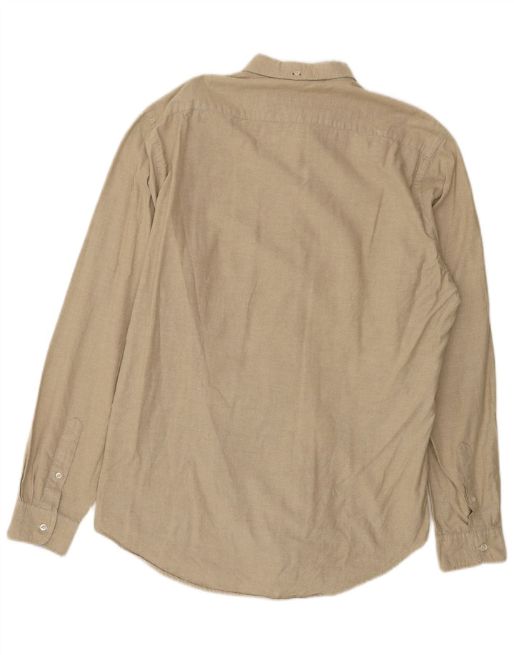 ZARA Mens Slim Fit Shirt XL Khaki Cotton