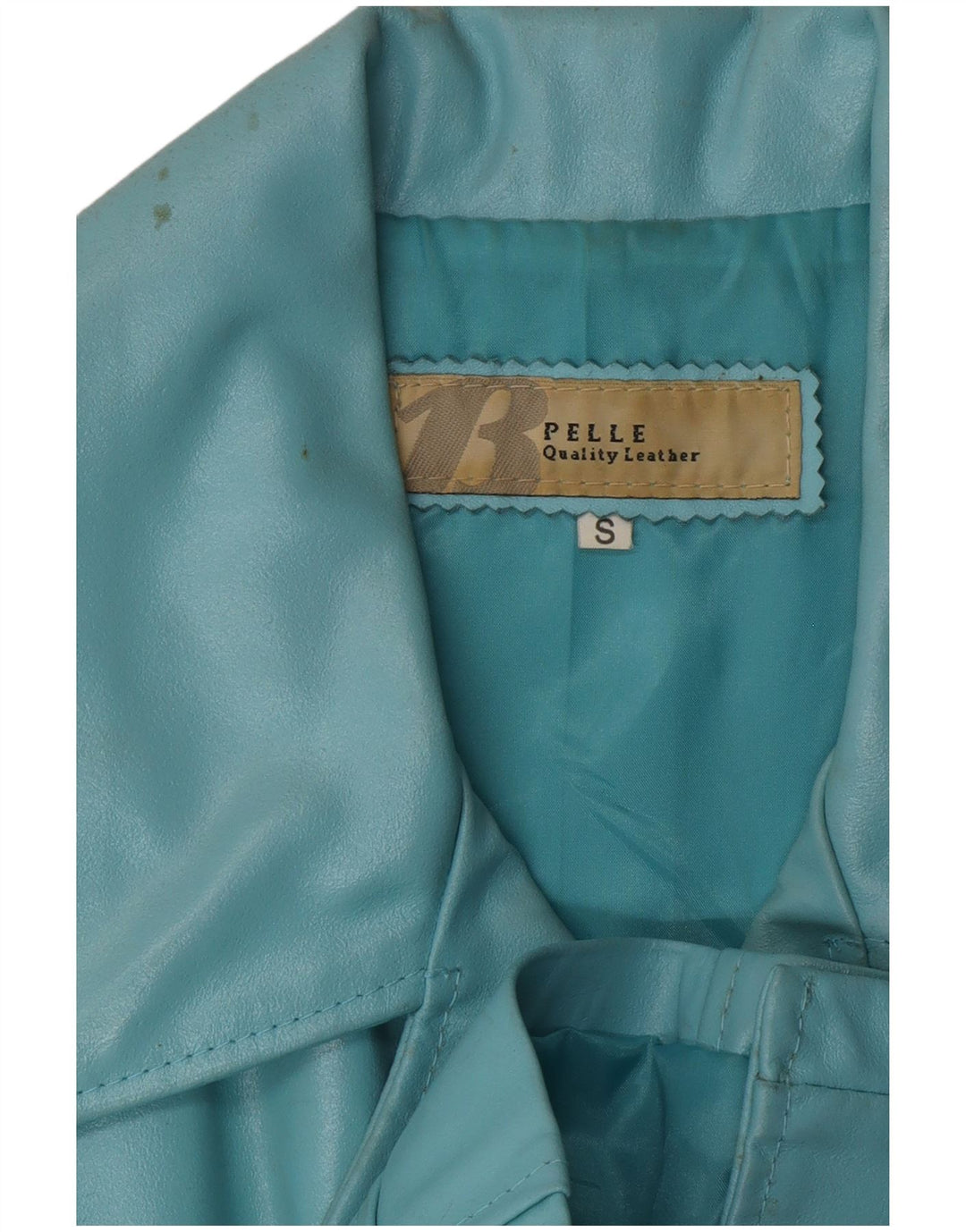 Женская кожаная куртка VINTAGE UK 10, маленькая синяя кожаная