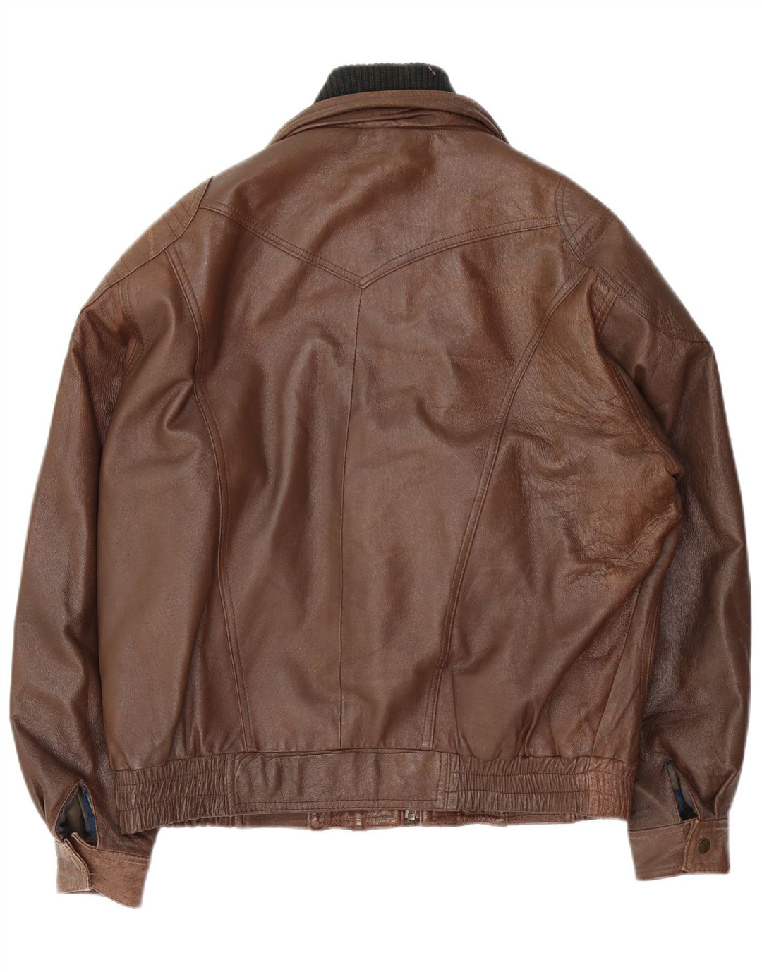 Мужская кожаная куртка свободного кроя VINTAGE UK 34 XS коричневая кожа