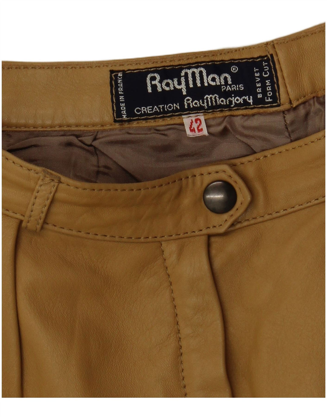 RAY MARJORY Женские кожаные брюки на крючках IT 42 Medium W28 L30 Хаки