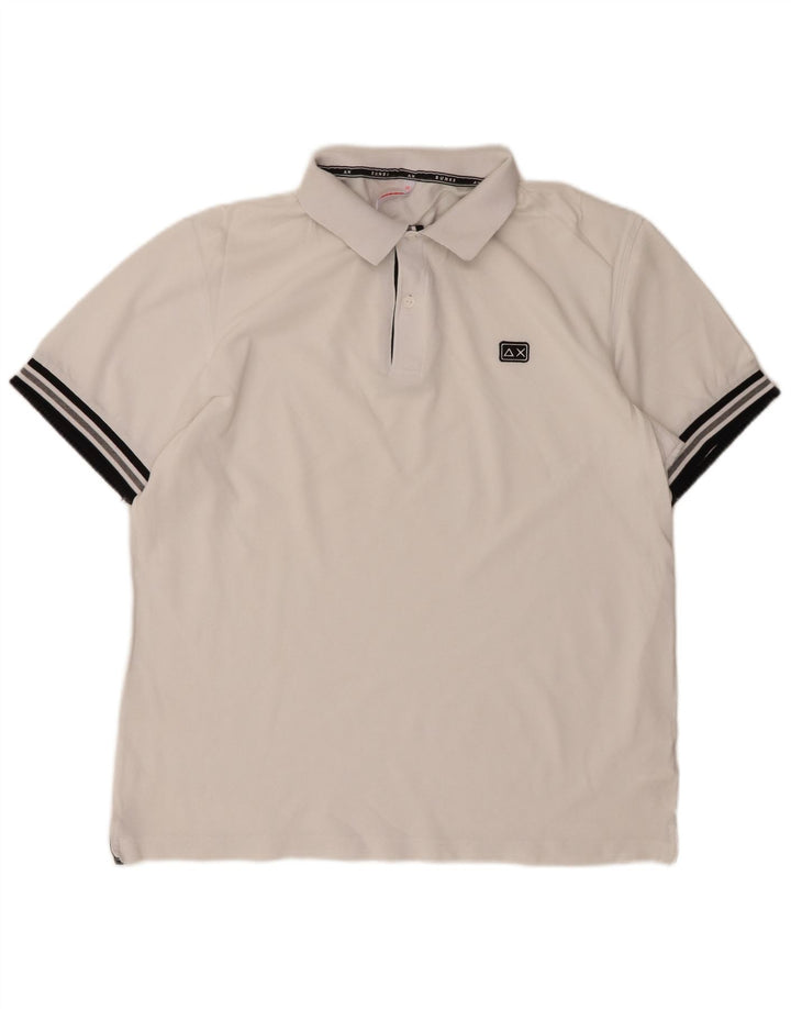 SUN68 Mens Polo Shirt 2XL White Cotton