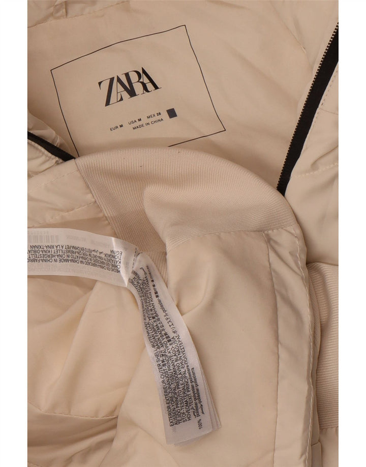 Женский утепленный жилет с капюшоном Zara UK 12, средний белый полиэстер
