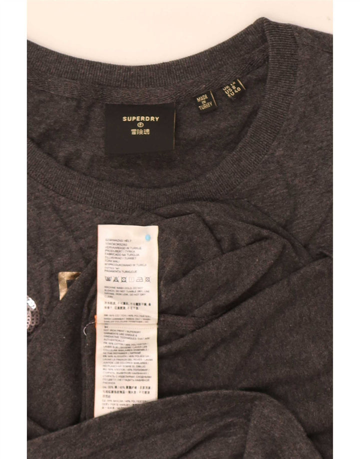 Женская футболка с рисунком Superdry Top UK 12, средний серый хлопок