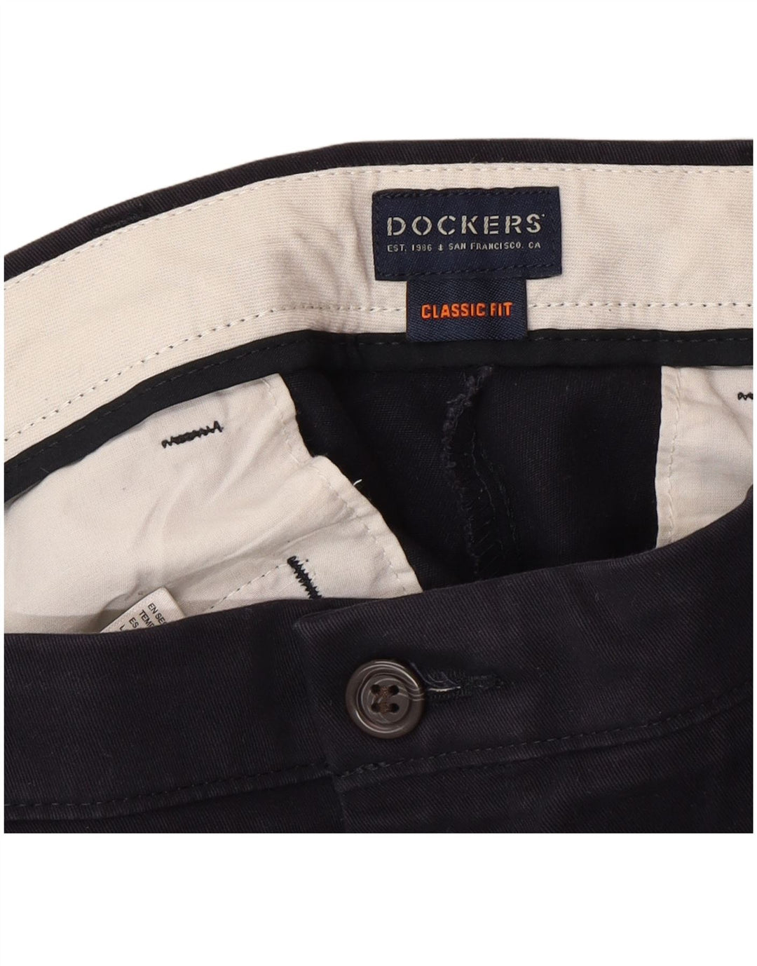 DOCKERS Мужские классические брюки-чиносы W34 L30 Темно-синие хлопковые классические брюки