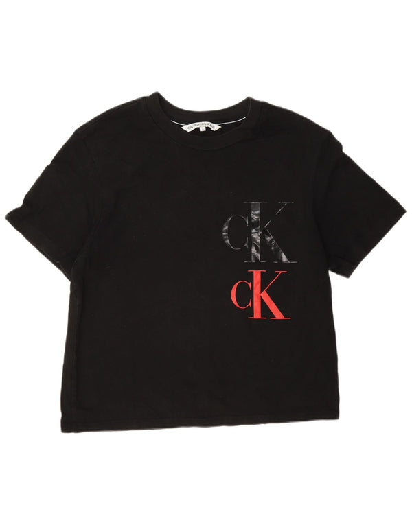 Женская укороченная футболка с рисунком Calvin Klein Jeans Top UK 14, средний черный
