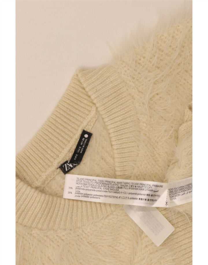 Женский укороченный кардиган Zara UK 8, маленький бежевый полиэстер