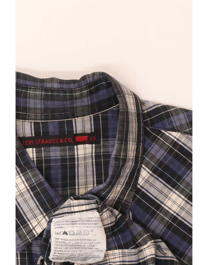 Мужская рубашка Levi's среднего размера, темно-синяя клетка, хлопок