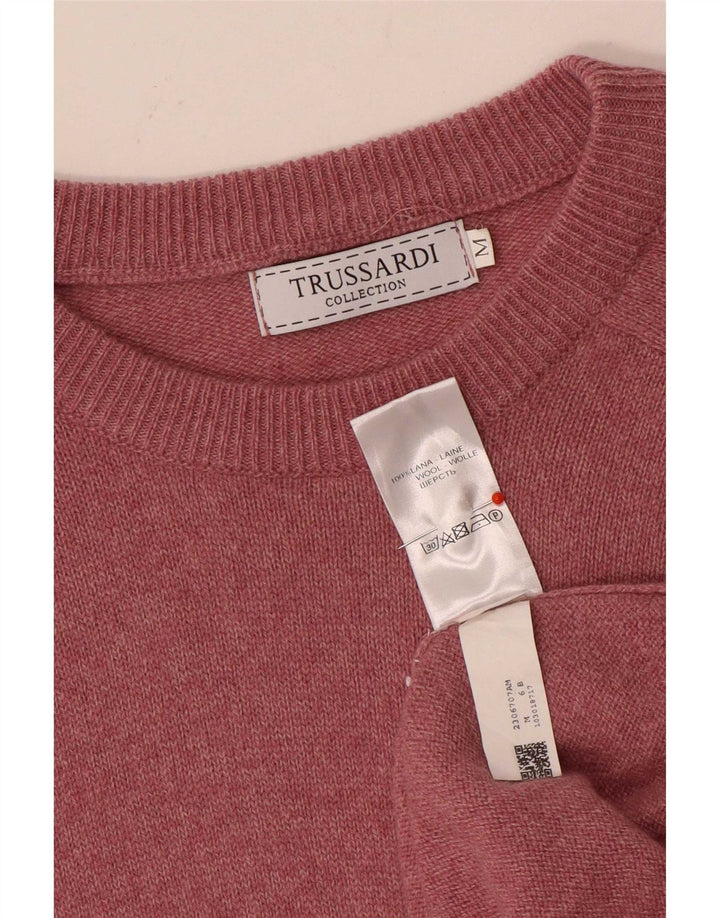 Мужской джемпер Trussardi с круглым вырезом, средний розовый шерстяной свитер