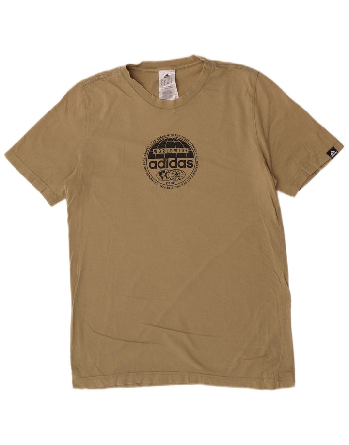 Мужская футболка Adidas Regular с графическим рисунком, маленький размер, цвет хаки, хлопок