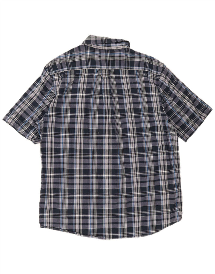 Woolrich Мужская рубашка обычного кроя с короткими рукавами, большая синяя клетчатая хлопковая рубашка