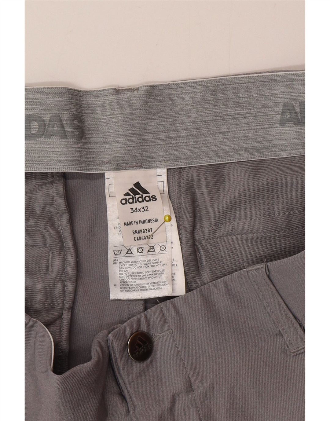 Мужские брюки-чинос Adidas Slim W34 L32, серый полиэстер