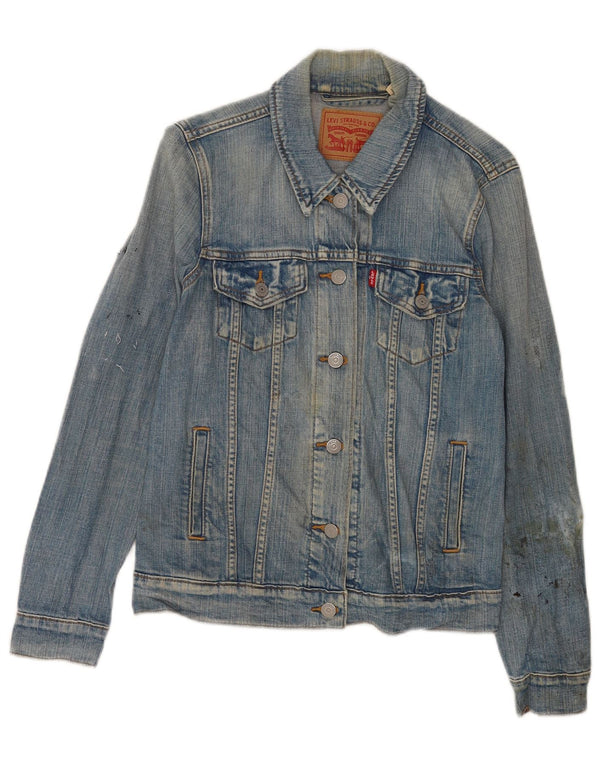 Женская джинсовая куртка Levi's с графическим рисунком UK 8, маленькая синяя, хлопок