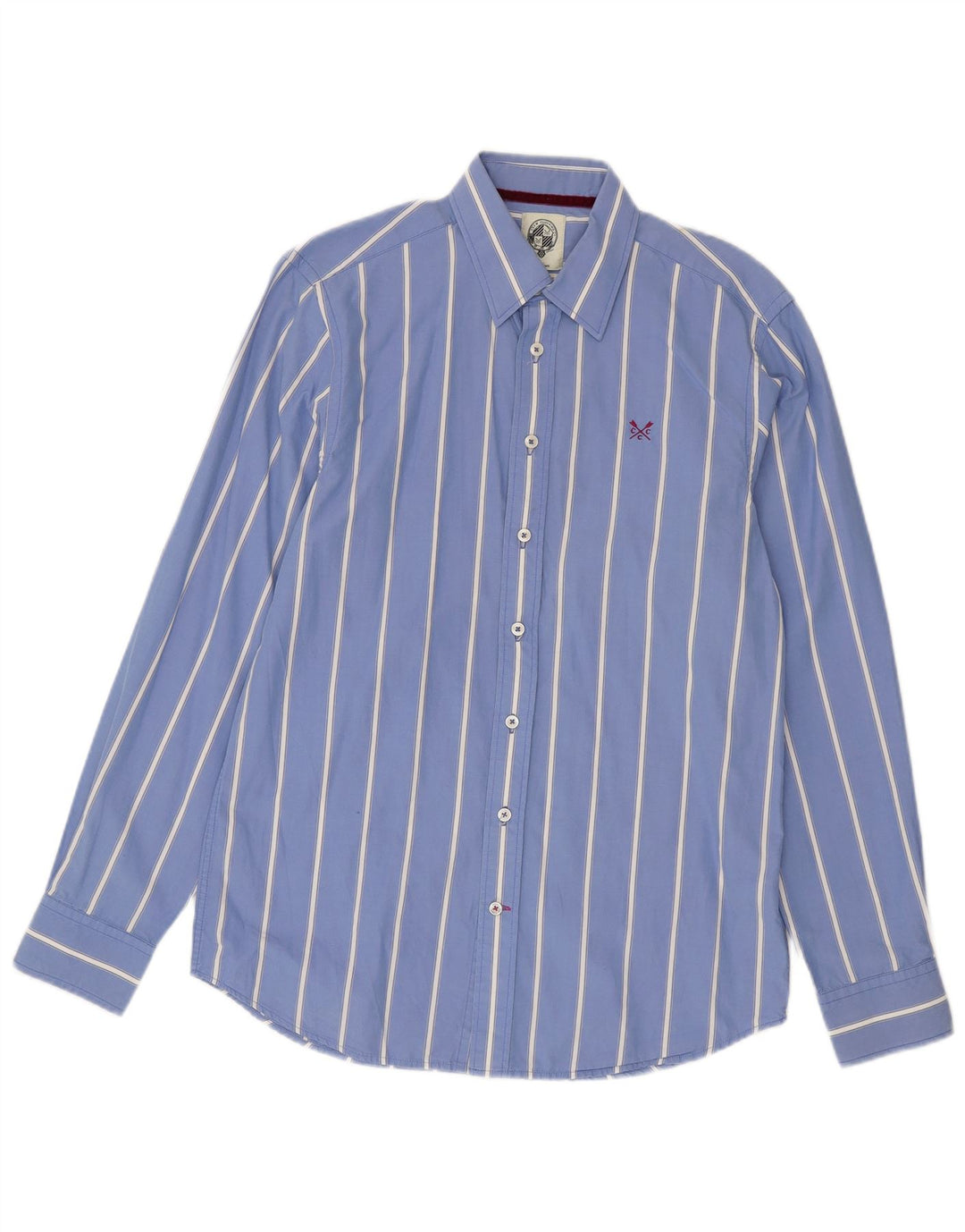 Crew Clothing Мужская рубашка по индивидуальному заказу из хлопка средней синей полоски