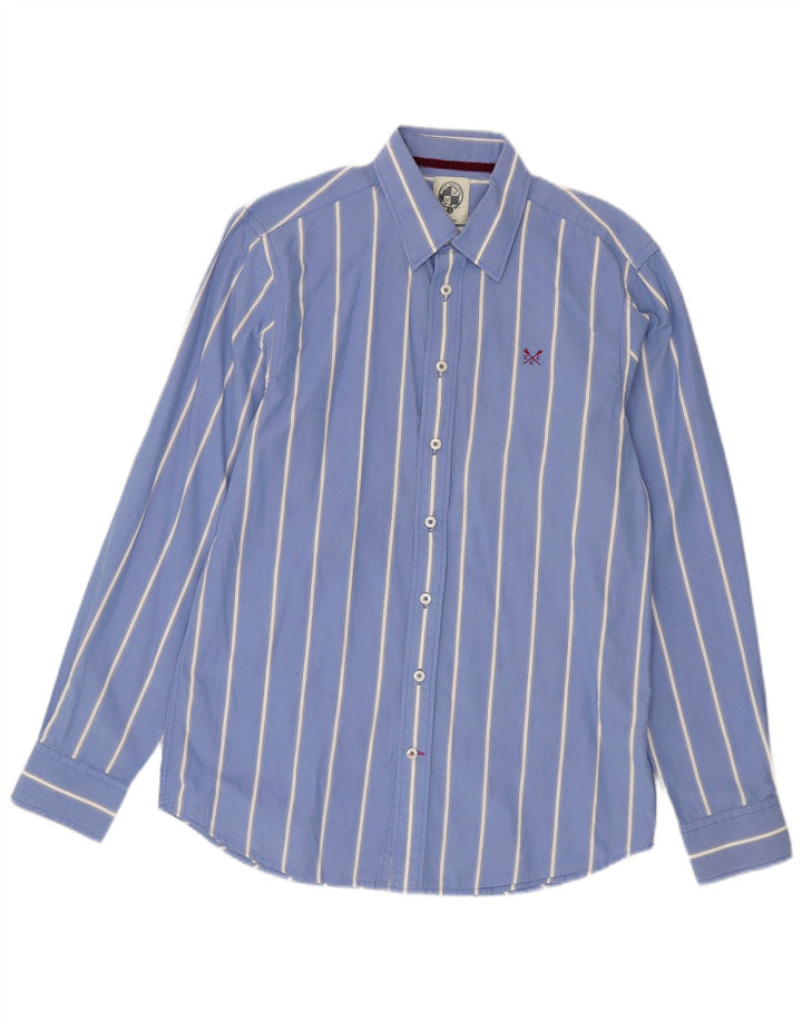 Crew Clothing Мужская рубашка по индивидуальному заказу из хлопка средней синей полоски