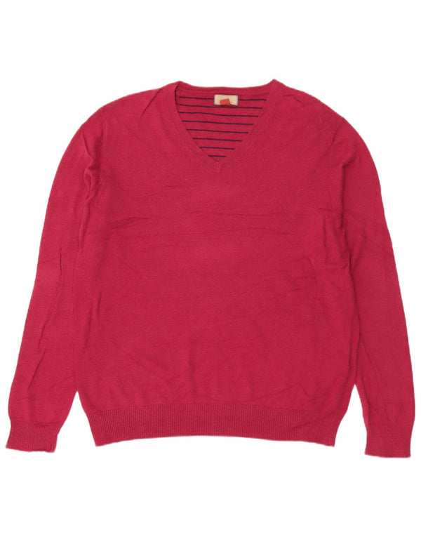 John Lewis Mens V-Neck Jumper Sweater Medium Red Cotton