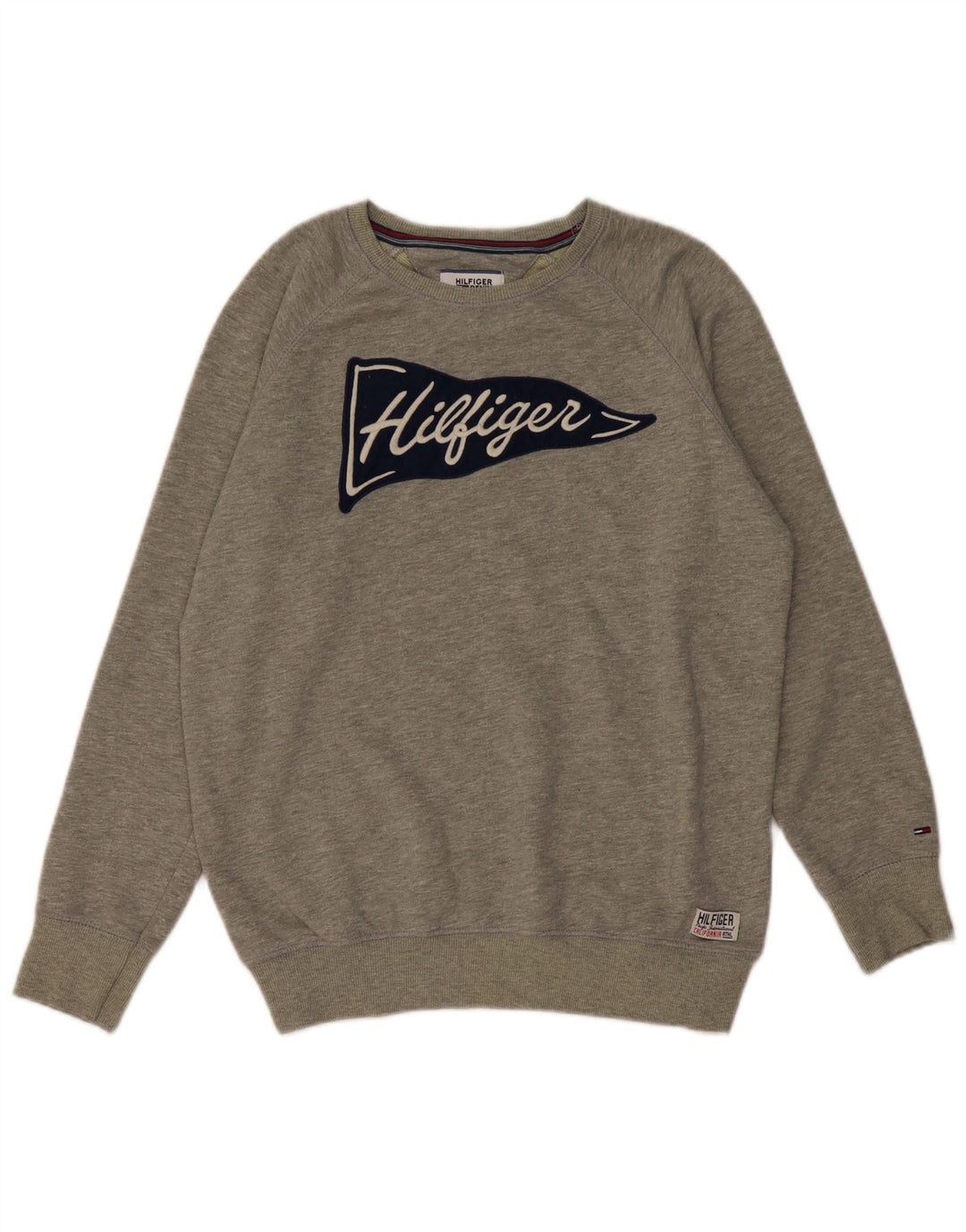TOMMY HILFIGER Мужской свитшот с рисунком, маленький серый хлопковый джемпер