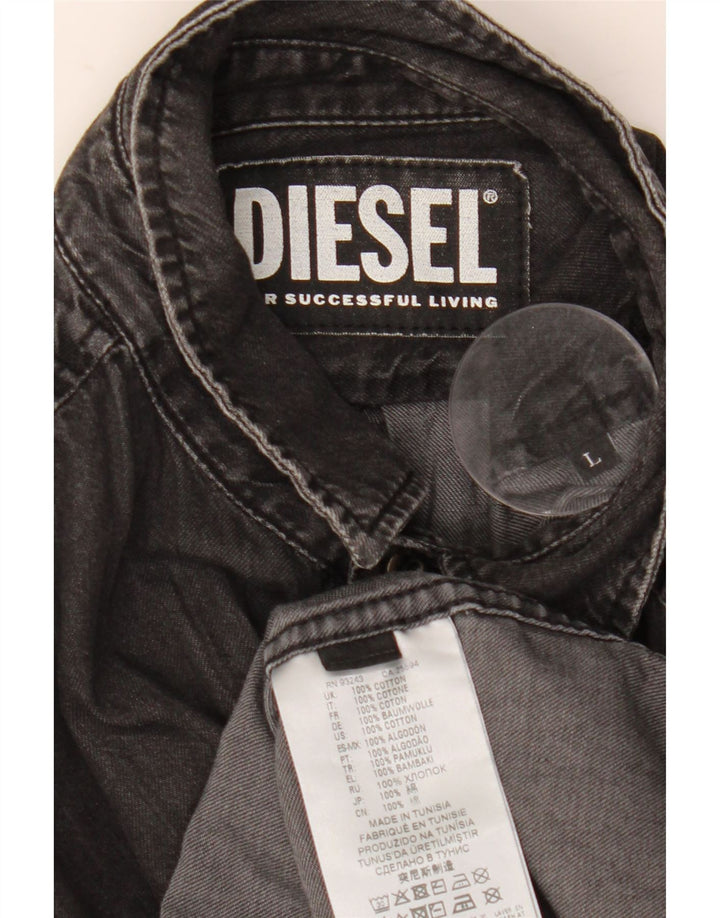 Мужская джинсовая рубашка Diesel, большая черная, хлопок