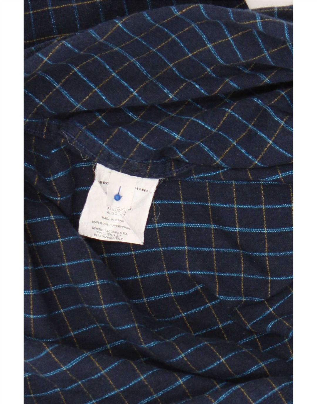 Мужская рубашка Sergio Tacchini, большая темно-синяя клетка, хлопок