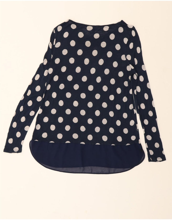 PHASE EIGHT Womens Longline Blouse Top UK 10 Small Navy Blue Polka Dot Vintage Phase Eight and Second-Hand Phase Eight from Messina Hembry 