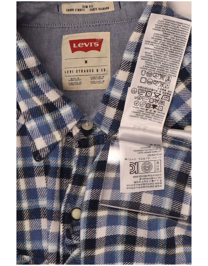 Мужская фланелевая рубашка приталенного кроя Levi's, хлопковая синяя клетка среднего размера