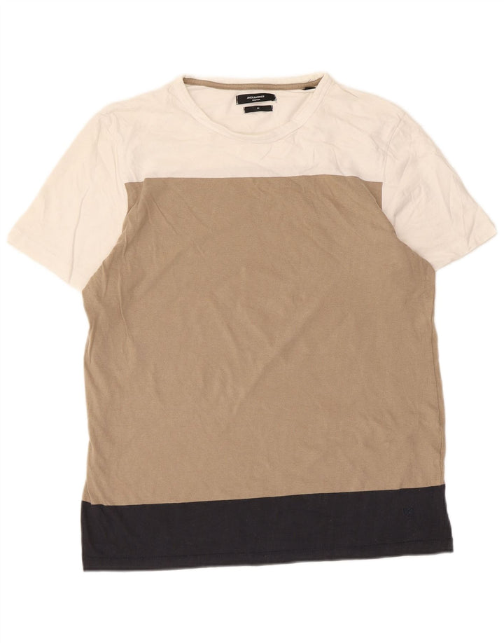 Мужская футболка Jack & Jones Top среднего бежевого цвета из хлопка с цветными блоками