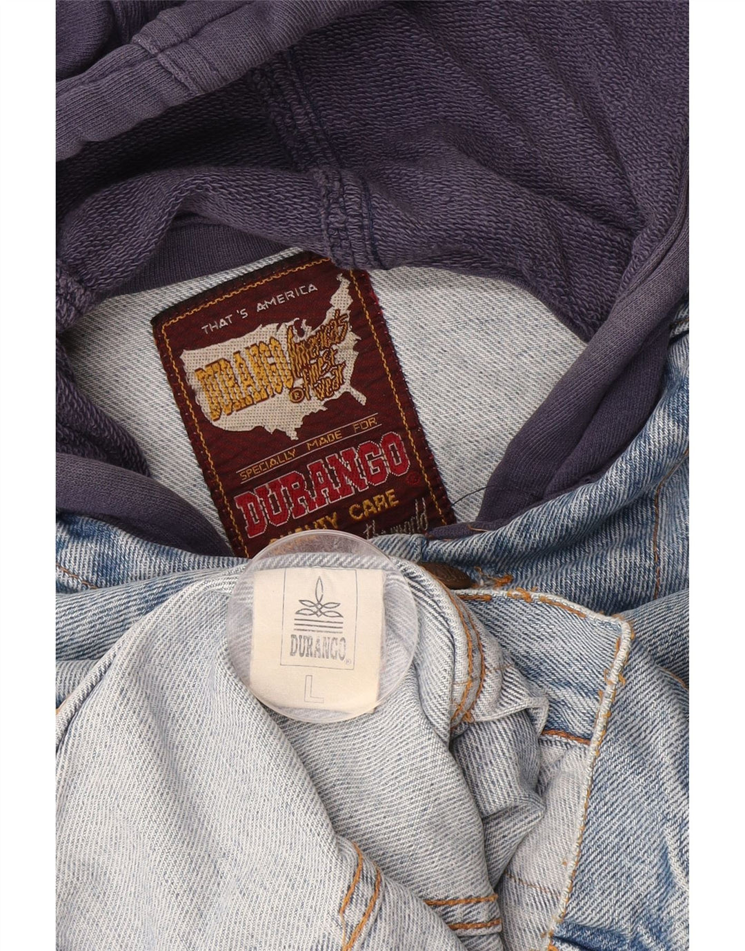 Мужская джинсовая куртка DURANGO с капюшоном UK 40, большая синяя, хлопок с цветными блоками