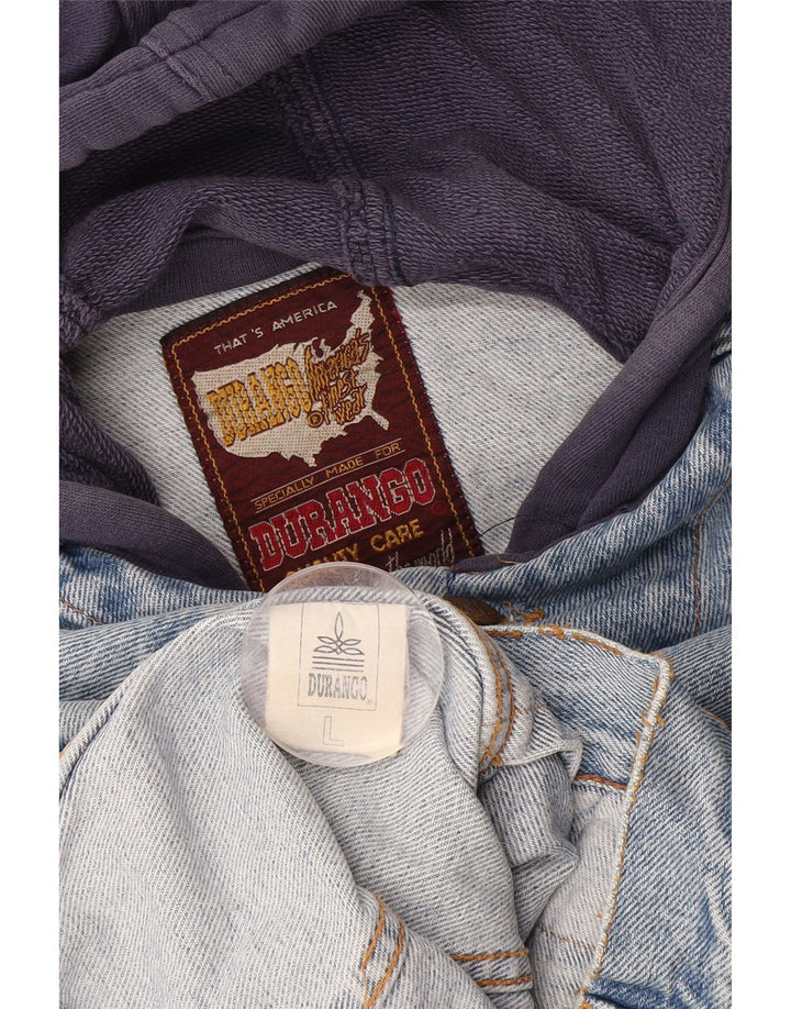 Мужская джинсовая куртка DURANGO с капюшоном UK 40, большая синяя, хлопок с цветными блоками