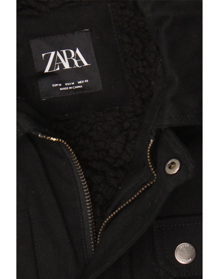 Мужская куртка Zara в стиле шерпа UK 38, средний черный хлопок