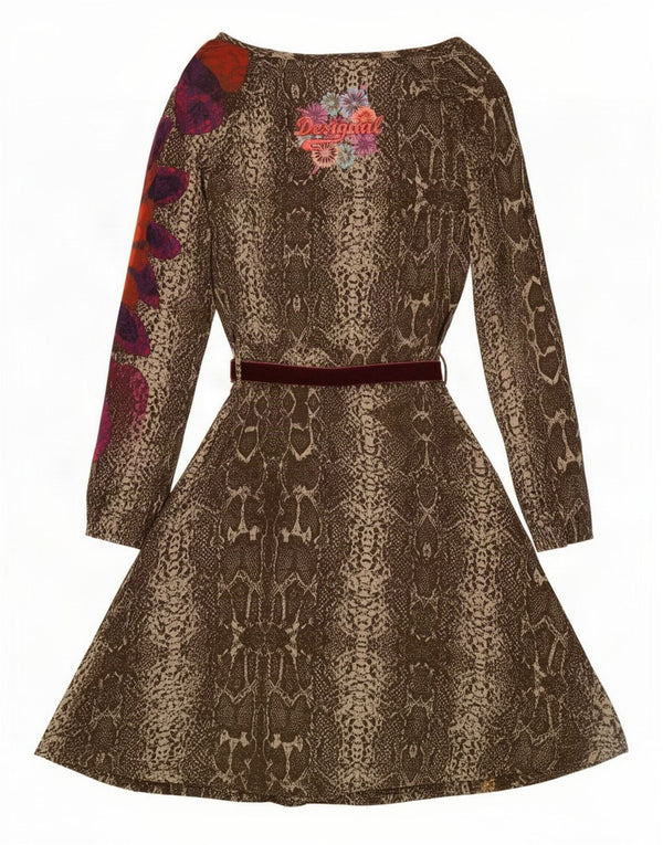 Женское платье трапециевидного силуэта с графическим рисунком Desigual UK 18 XL Коричневое с животным принтом