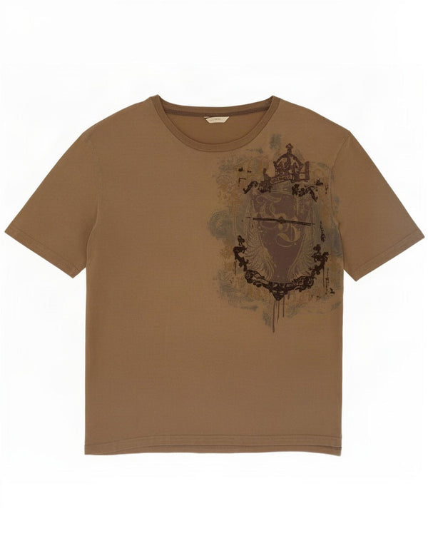 Ted Baker Mens Graphic T-Shirt Top Size 4 Large Brown