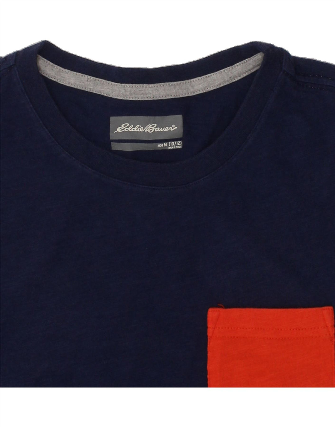 EDDIE BAUER Boys T-Shirt Top 10-11 Years Medium Navy Blue Colourblock Vintage Eddie Bauer and Second-Hand Eddie Bauer from Messina Hembry 