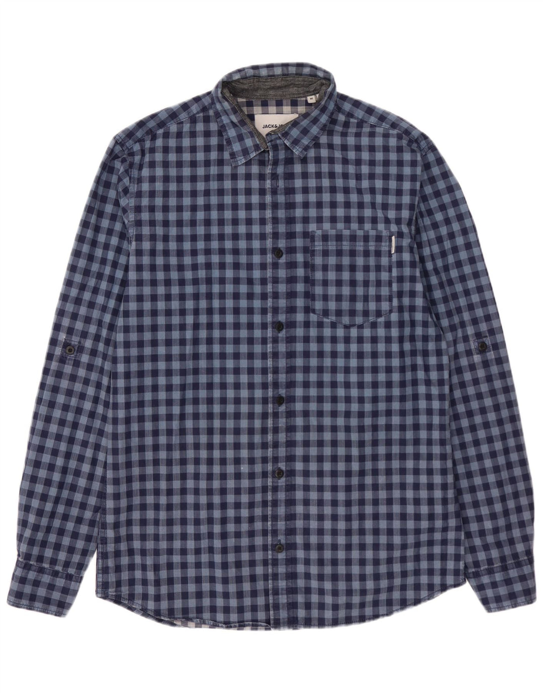 Мужская рубашка приталенного кроя Jack & Jones, средний синий в клетку