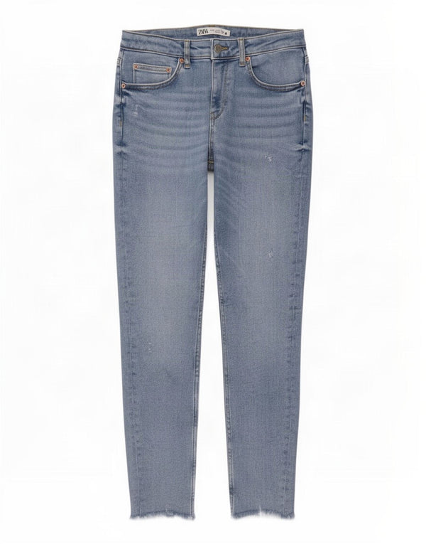 Женские потертые джинсы скинни Zara EU 40 Medium W30 L28 Синие