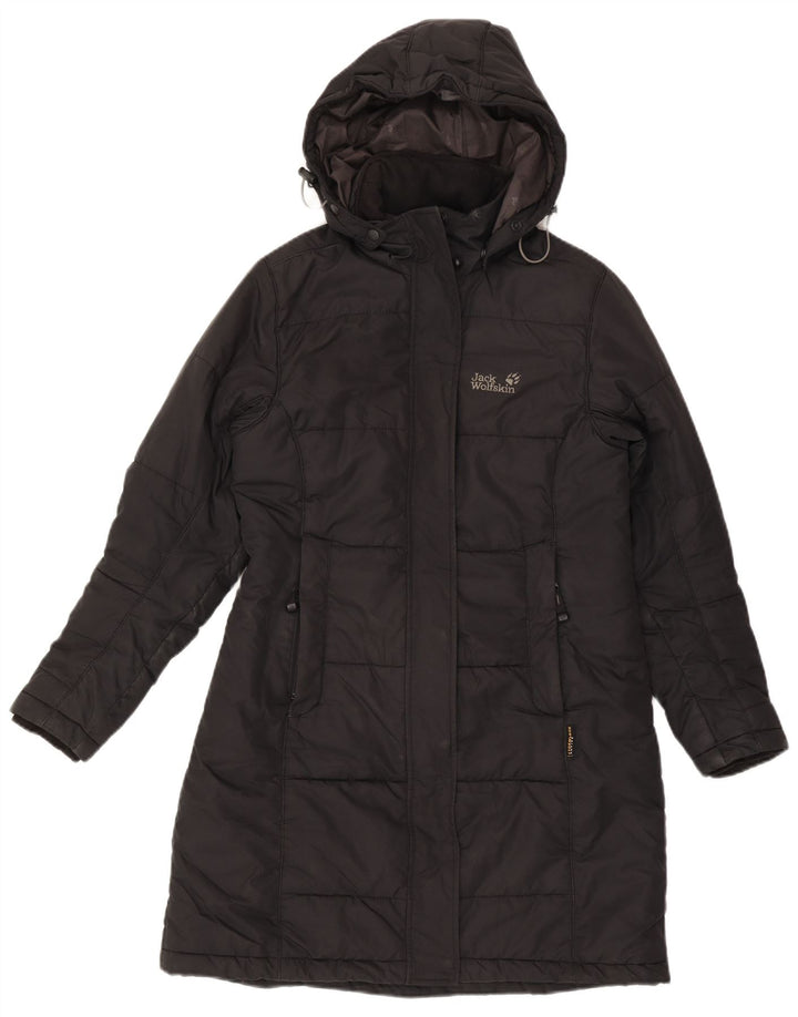 Женское стеганое пальто с капюшоном Jack Wolfskin UK 10, маленький черный полиэстер