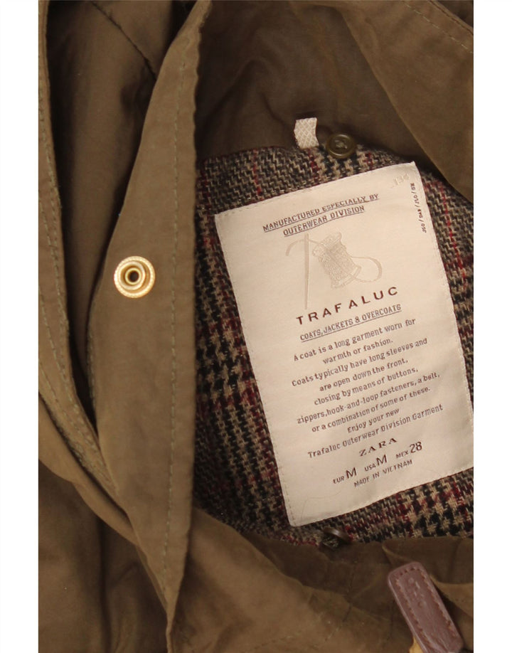 Женская парка Zara UK 14, средний цвет хаки в клетку, хлопок