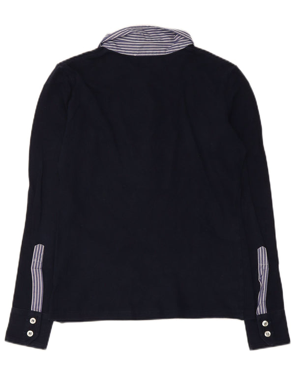 Женская рубашка-поло для регби Fred Perry UK 12, средний темно-синий в полоску