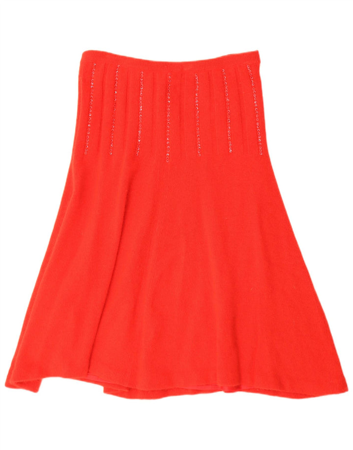 Винтажная женская трикотажная расклешенная юбка IT 44 Medium W30 Красная ангора