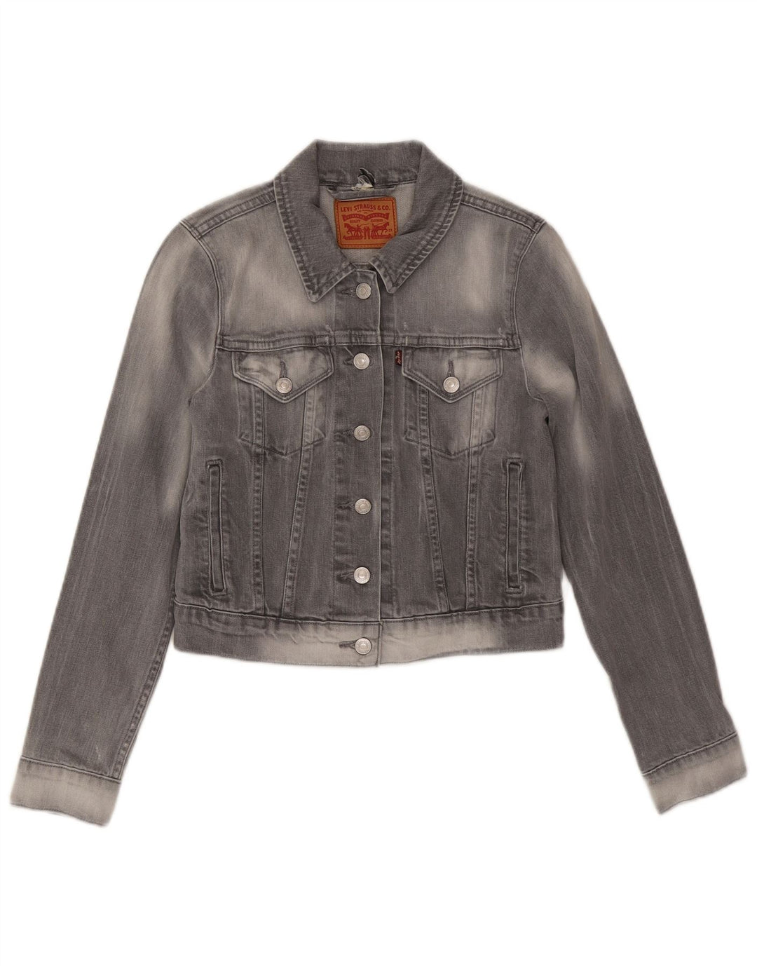 Женская укороченная джинсовая куртка LEVI'S UK 10, маленькая, серый хлопок