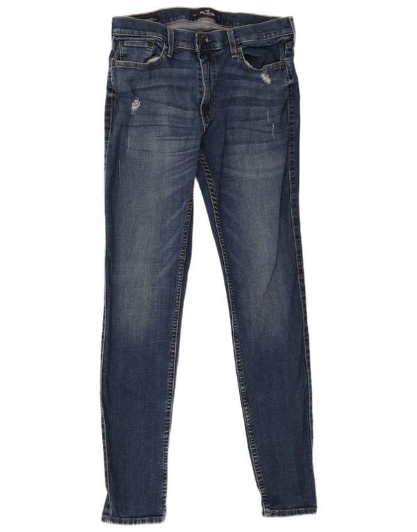 Мужские потертые джинсы скинни Hollister W34 L34, синий хлопок