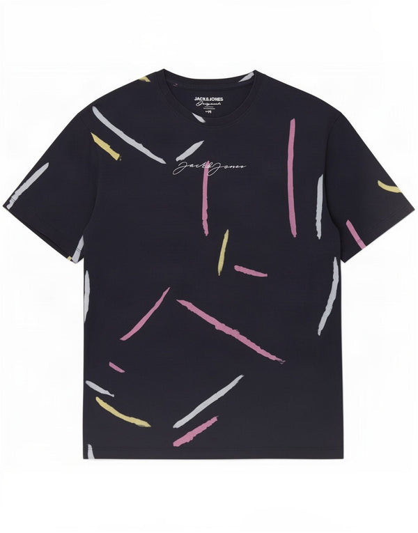 Мужская футболка с рисунком Jack & Jones из хлопка среднего размера, темно-синяя полоска